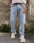 Jeans Luton straight fit veins blu
